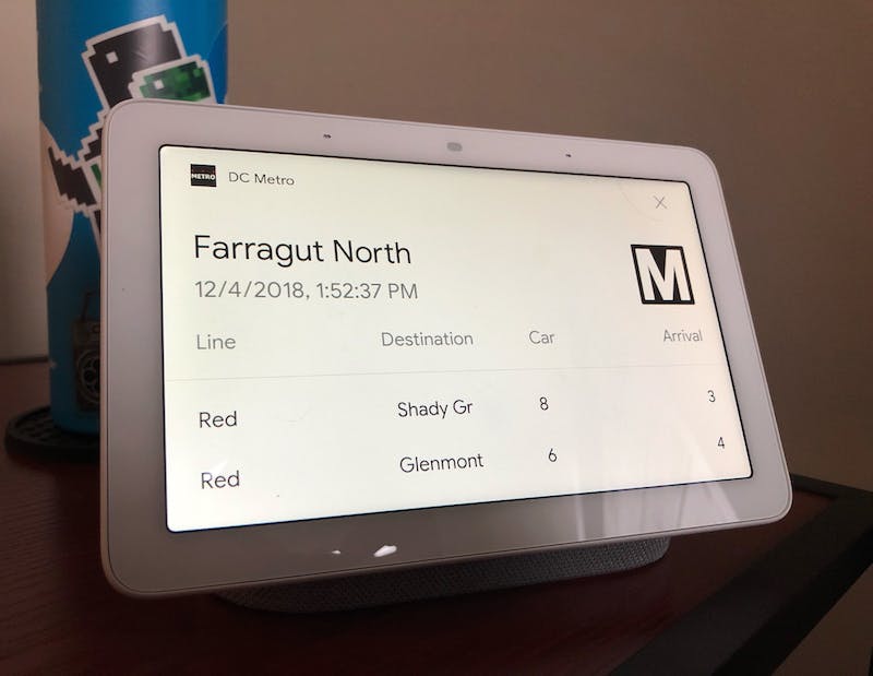 Metro app on the Google Home Hub