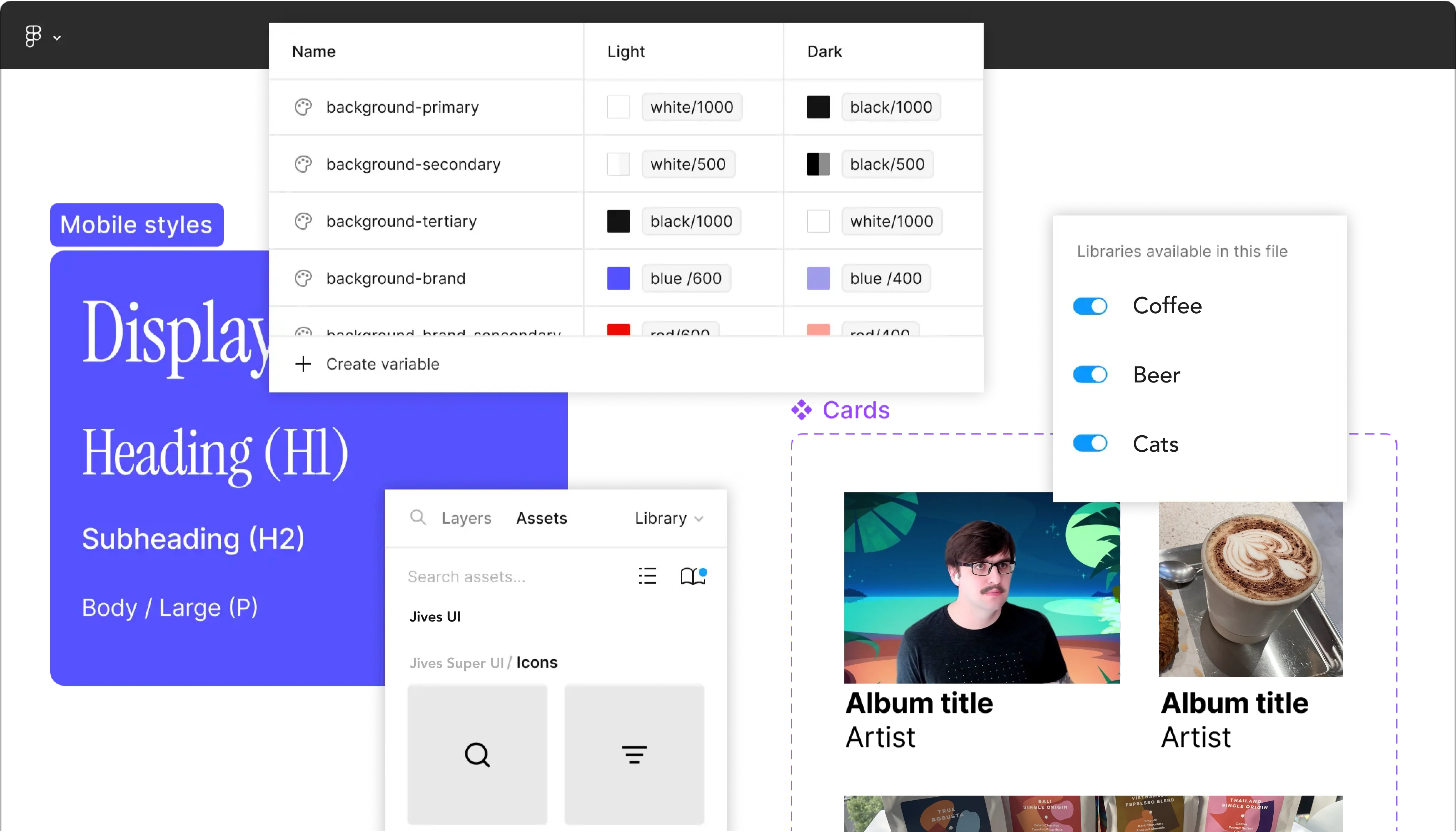 Hodge podge of Figma UI