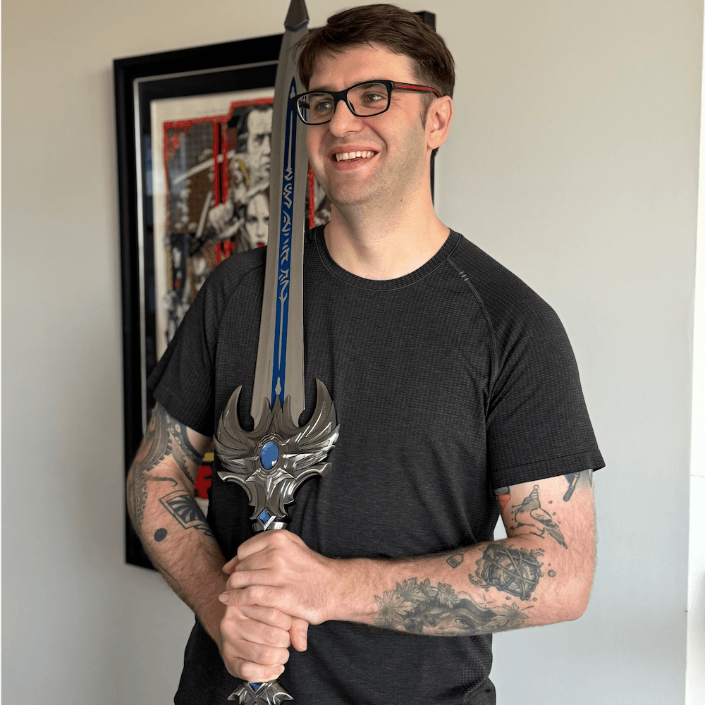 Person (Jives) holding a sword.