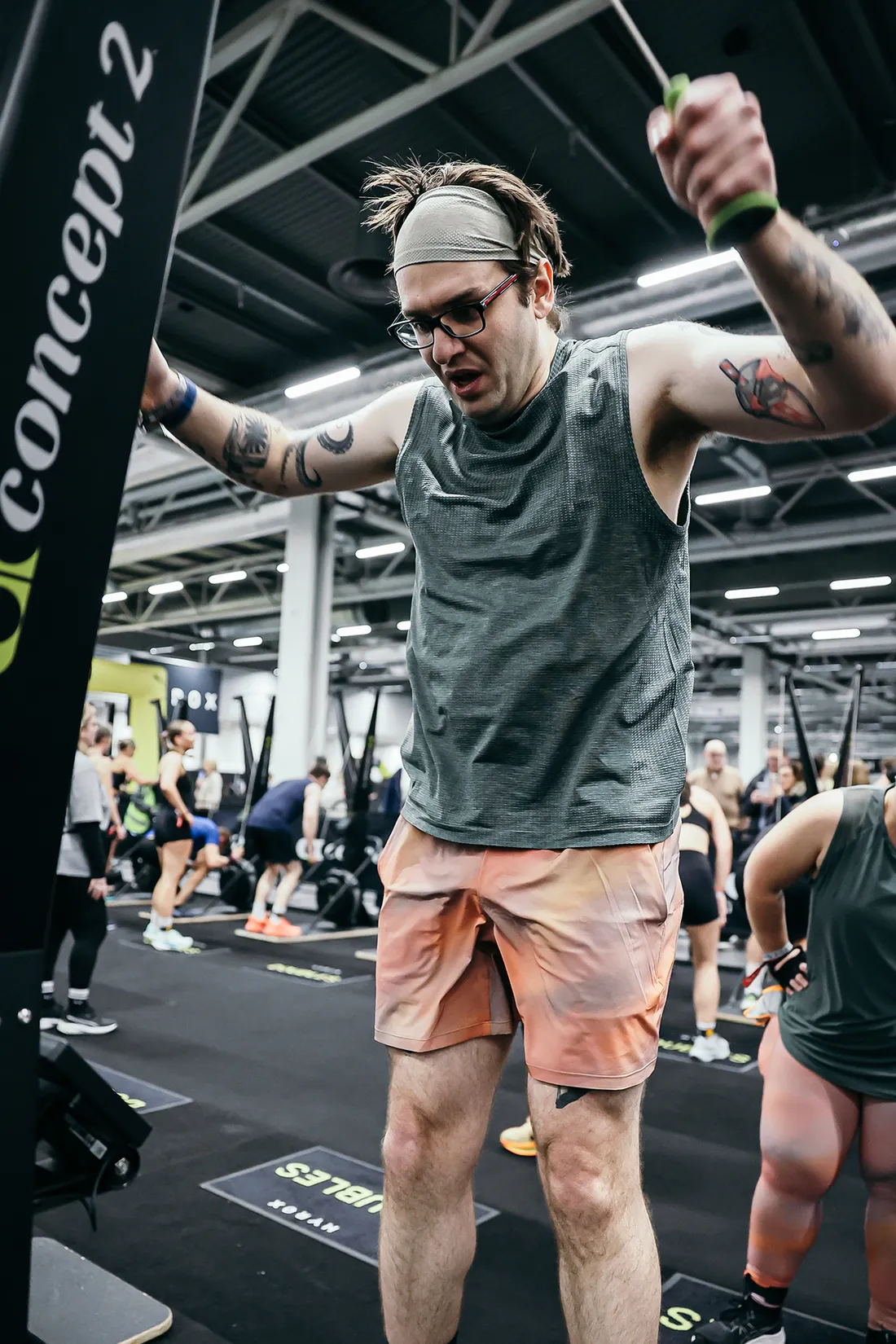 Person using a ski erg machine