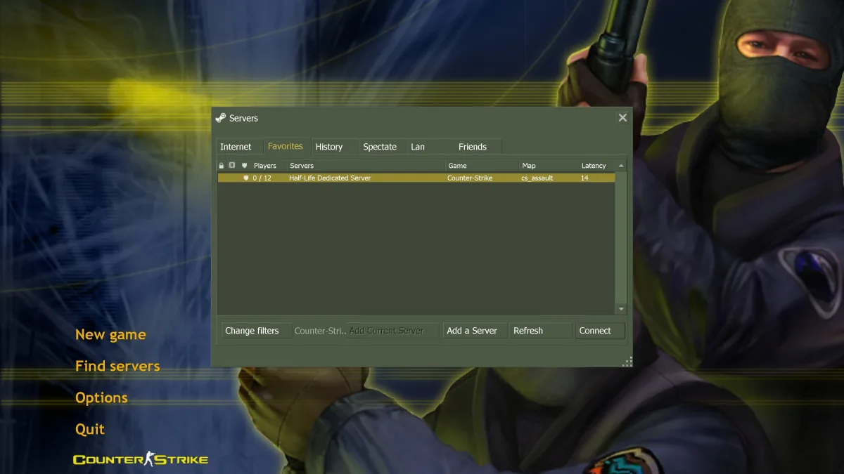 Half-Life Dedicated Server on the Steam server list