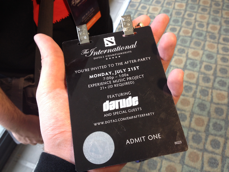 Front side of a lanyard that says "Contribution: James Ives"
