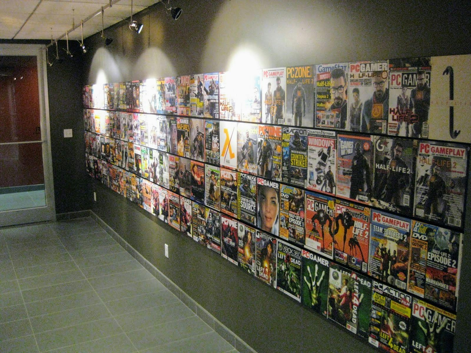 Wall of
magazines