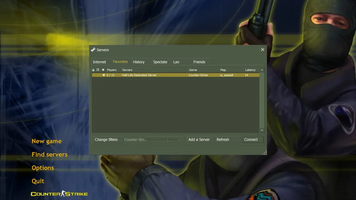 Half-Life Dedicated Server on the Steam server list